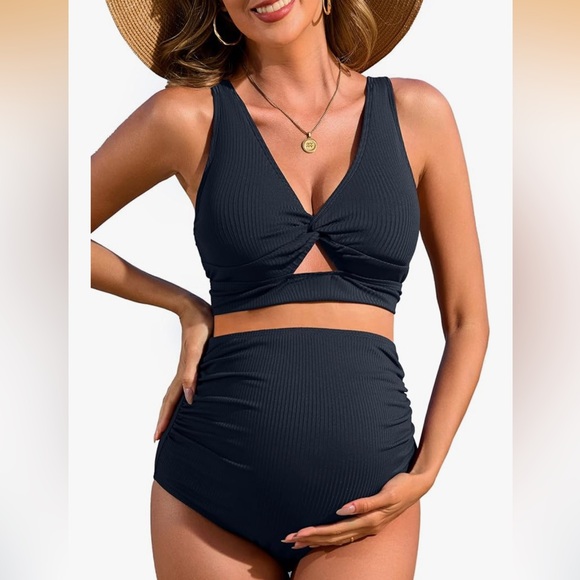 Charmo Other - CHARMO Dark Navy Ribbed Maternity Bikini Set